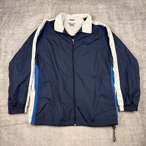 Nike Jacket Mens XL Blue‎ Full Zip Windbreaker Vtg Y2K Track Lightweight Gym